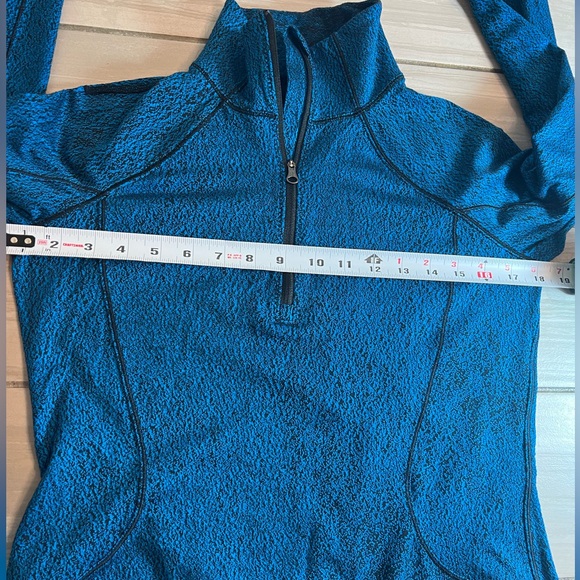 Lululemon Rush Hour 1/2 Zip Running Luon Spray Jacquard Shocking Blue Black sz 6 - Picture 13 of 13